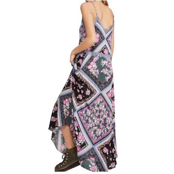 Free People Boho Bohemian Eclectic Hippie Graphite Combo Maxi Dress - Picture 14 of 16